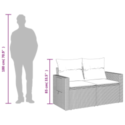 Sofa ogrodowa z poduszkami, 2-osobowa, beż, polirattan