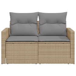 Sofa ogrodowa z poduszkami, 2-osobowa, beż, polirattan