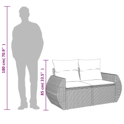 Sofa ogrodowa z poduszkami, 2-osobowa, beż, polirattan