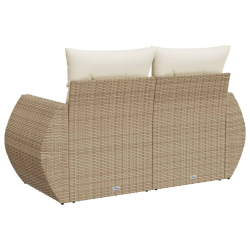 Sofa ogrodowa z poduszkami, 2-osobowa, beż, polirattan