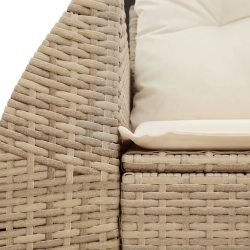 Sofa ogrodowa z poduszkami, 2-osobowa, beż, polirattan