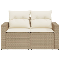 Sofa ogrodowa z poduszkami, 2-osobowa, beż, polirattan