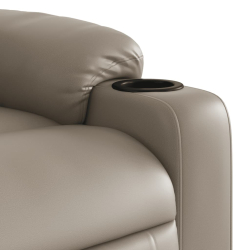 Rozkładany fotel masujący, cappuccino, obity sztuczną skórą