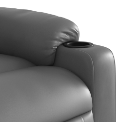 Rozkładany fotel masujący, elektryczny, szary, sztuczna skóra