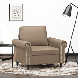 Fotel, kolor cappuccino, 60 cm, obity sztuczną skórą
