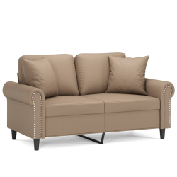 2-osobowa sofa z poduszkami, cappuccino, 120 cm, sztuczna skóra