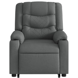 Podnoszony fotel masujący, rozkładany, ciemnoszary, tkanina