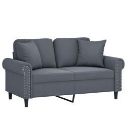 2-osobowa sofa z poduszkami, ciemnoszara, 120 cm, aksamit