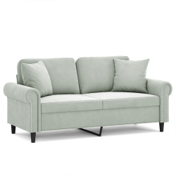 2-osobowa sofa z poduszkami, jasnoszara, 140 cm, aksamit