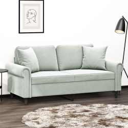 2-osobowa sofa z poduszkami, jasnoszara, 140 cm, aksamit