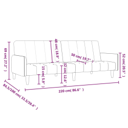 2-osobowa kanapa, czarna, tapicerowana aksamitem