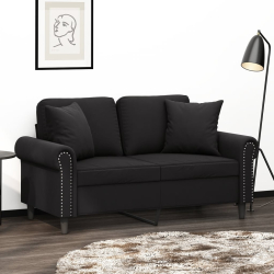 2-osobowa sofa z poduszkami, czarna, 120 cm, aksamit