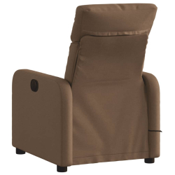 Rozkładany fotel masujący, brązowy, obity tkaniną