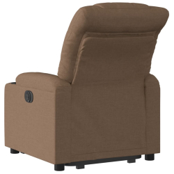 Podnoszony fotel rozkładany, brązowy, obity tkaniną