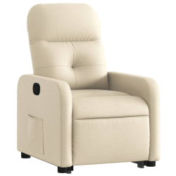 Podnoszony fotel rozkładany, kremowy, obity tkaniną