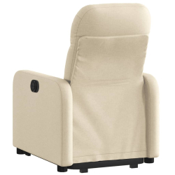 Podnoszony fotel rozkładany, kremowy, obity tkaniną