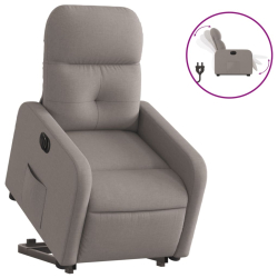 Podnoszony fotel rozkładany, elektryczny, kolor taupe, tkanina