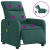 Rozkładany fotel masujący, elektryczny, ciemnozielony, tkanina