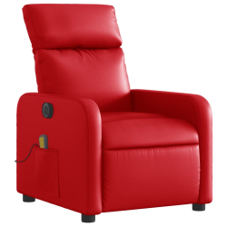 Rozkładany fotel masujący, elektryczny, czerwony, ekoskóra