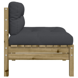 Sofa ogrodowa bez podłokietników, poduszki, impregnowana sosna