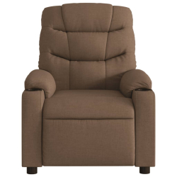 Fotel rozkładany, brązowy, obity tkaniną
