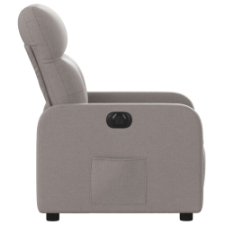 Elektryczny fotel rozkładany, kolor taupe, obity tkaniną