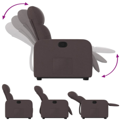 Podnoszony fotel rozkładany, ciemnobrązowy, obity tkaniną