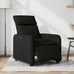 Elektryczny fotel rozkładany, czarny, obity tkaniną