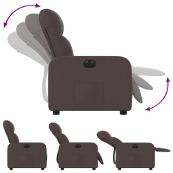 Elektryczny fotel rozkładany, ciemnobrązowy, obity tkaniną