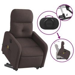 Podnoszony fotel masujący, elektryczny, rozkładany, ciemny brąz