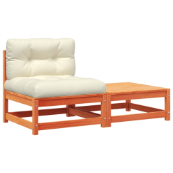 Ogrodowa sofa bez podłokietników, z poduszkami i podnóżkiem