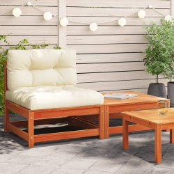 Ogrodowa sofa bez podłokietników, z poduszkami i podnóżkiem