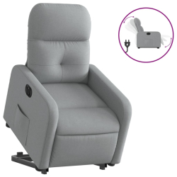 Podnoszony fotel masujący, elektryczny, rozkładany, jasnoszary