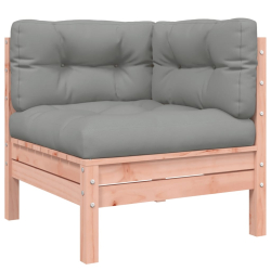 Ogrodowa sofa narożna z poduszkami, lite drewno daglezjowe