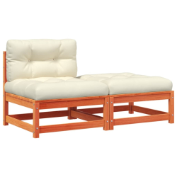 Ogrodowa sofa bez podłokietników, z poduszkami i podnóżkiem