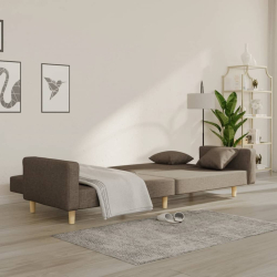 2-osobowa kanapa, 2 poduszki, kolor taupe, tapicerowana tkaniną