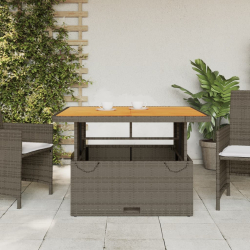 Stół ogrodowy, szary, 110x110x71 cm, polirattan i akacja