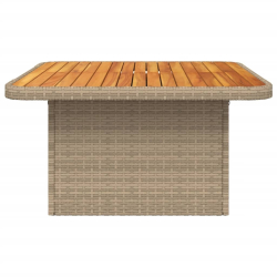 Stół ogrodowy, beżowy, 80x80x71 cm, polirattan i akacja