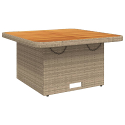 Stół ogrodowy, beżowy, 80x80x71 cm, polirattan i akacja