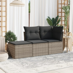 3-częściowa sofa do ogrodu, z poduszkami, szara, polirattanowa