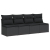 Sofa ogrodowa z poduszkami, 4-osobowa, czarna, polirattan