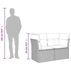 Sofa ogrodowa z poduszkami, 2-osobowa, brązowa, polirattan