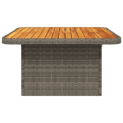 Stół ogrodowy, szary, 80x80x71 cm, polirattan i drewno akacjowe