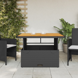Stół ogrodowy, czarny, 110x110x71 cm, polirattan i akacja
