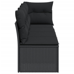 Sofa ogrodowa z poduszkami, 4-osobowa, czarna, polirattan