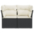 Sofa ogrodowa z poduszkami, 2-osobowa, czarna, polirattan