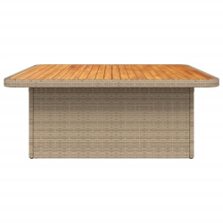 Stół ogrodowy, beżowy, 110x110x71 cm, polirattan i akacja