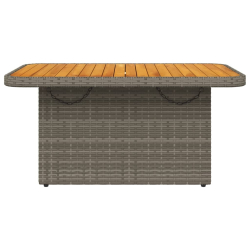 Stół ogrodowy, szary, 90x55x71 cm, polirattan i drewno akacjowe
