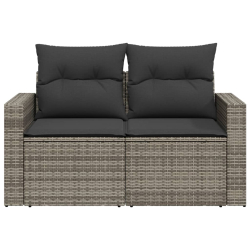 Sofa ogrodowa z poduszkami, 2-osobowa, szara, polirattan