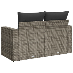 Sofa ogrodowa z poduszkami, 2-osobowa, szara, polirattan